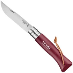 Opinel No.8 Stainless Steel Burgundy Beech Wood With Lanyard (2213)