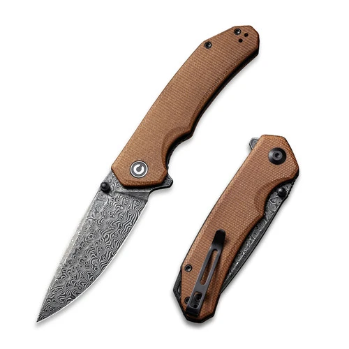 CIVIVI Brazen Brown Micarta Damascus Clad (C2102DS-1) 3 CIVIVI Brazen Brown Micarta Damascus Clad (C2102DS-1)