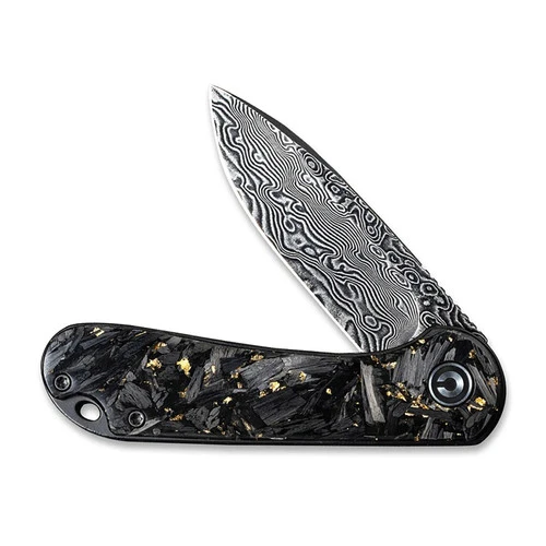 CIVIVI Elementum Shredded Carbon Fiber With Gold And Damascus Clad Blade (C907C-DS1) 5 CIVIVI Elementum Shredded Carbon Fiber With Gold And Damascus Clad Blade (C907C-DS1) - Image 3