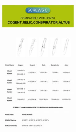 WE Knife Co/CIVIVI/SENCUT Plain Titanium Clip Silver (T001C) -Knife Specialty Store WE Civivi Sencut Screws 3 53416.1672261295